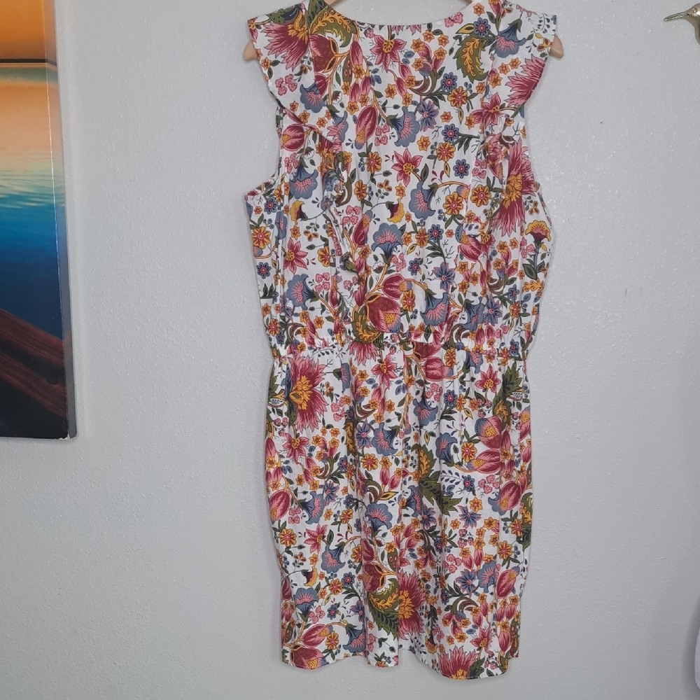 City Streets Juniors Teen Floral Print Sleeveless Ruffle Multicolor Dress XL